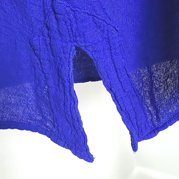 Sea Breeze Royal Blue Tunic Top, High-Low, Crinkled Fabric, Size XXXL - Picture 7 of 9